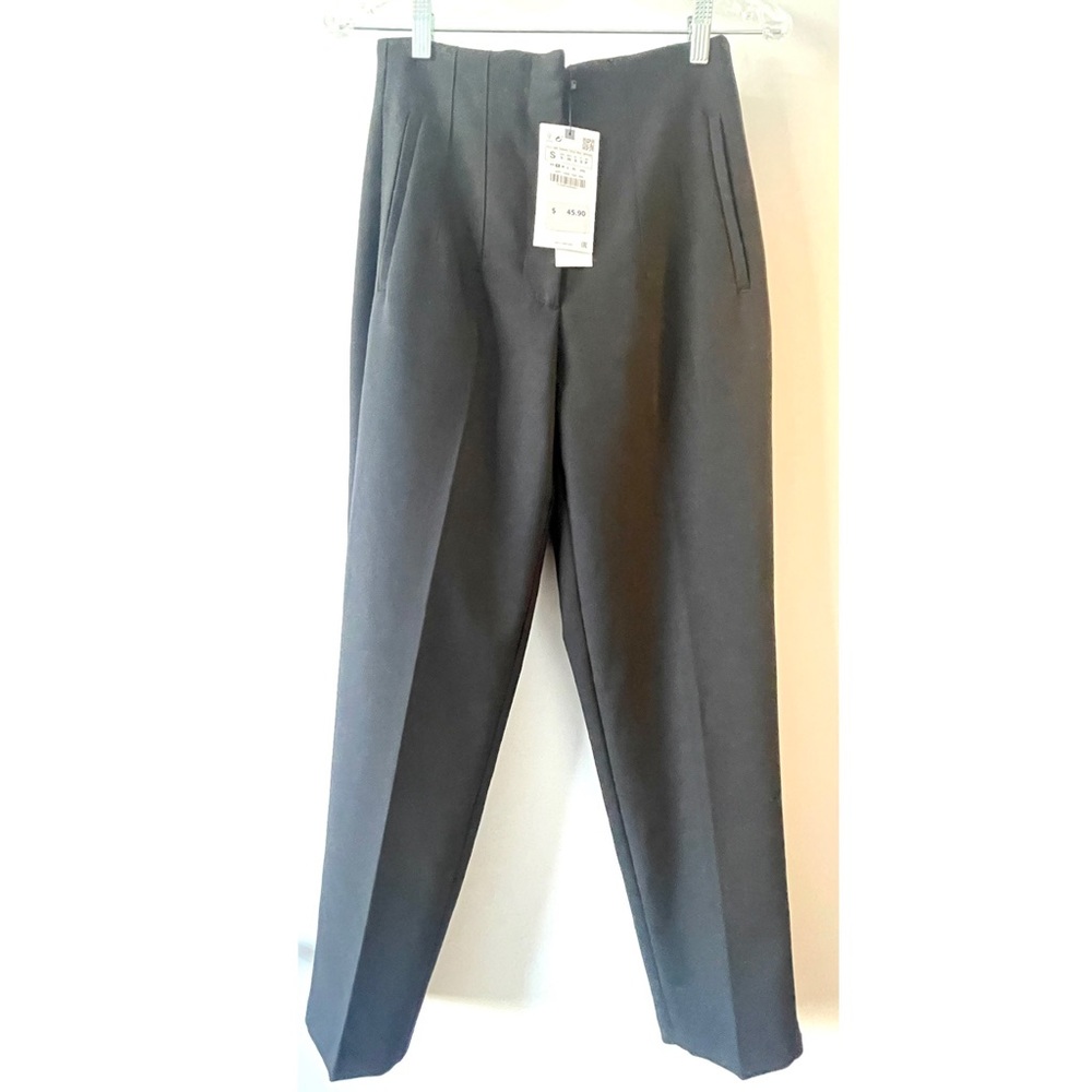 Zara Black High-Waist Straight Leg Pants - Picture 4 of 6